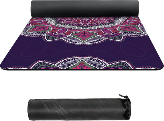 Suede TPE Yoga Mat High Density Non Slip Yoga Mats with Carrying Bag,72"X32" Extra Thick 8MM Exercise & Workout Mat for Yoga, Pilates and Fitness
